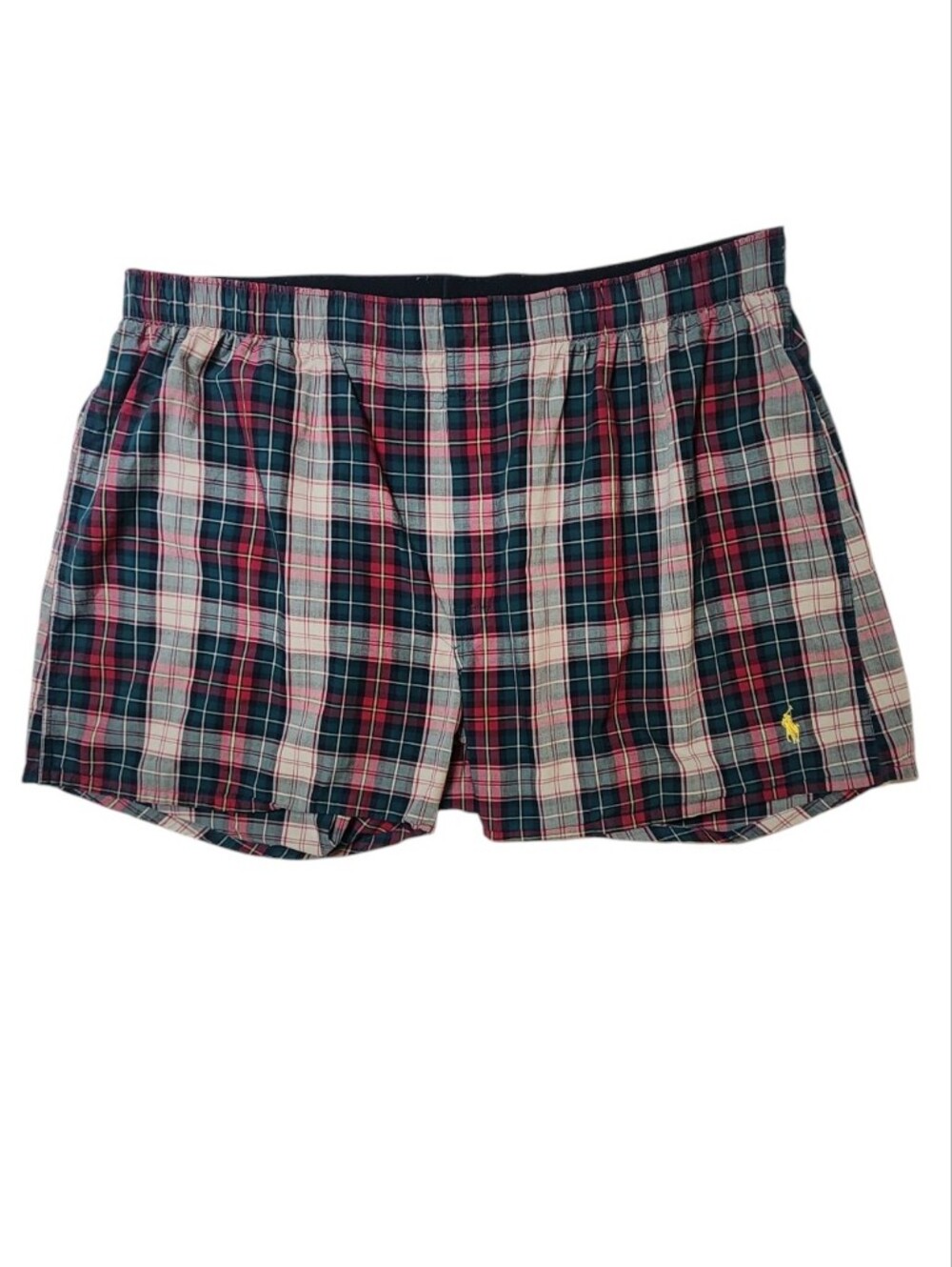 Ralph Lauren Polo Plaid Tartan Cotton Boxer Loungewear Shorts Sz XL red